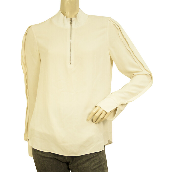 3.1 Phillip Lim Ivory Silk Zipper Top Long Sleeves Blouse size 4