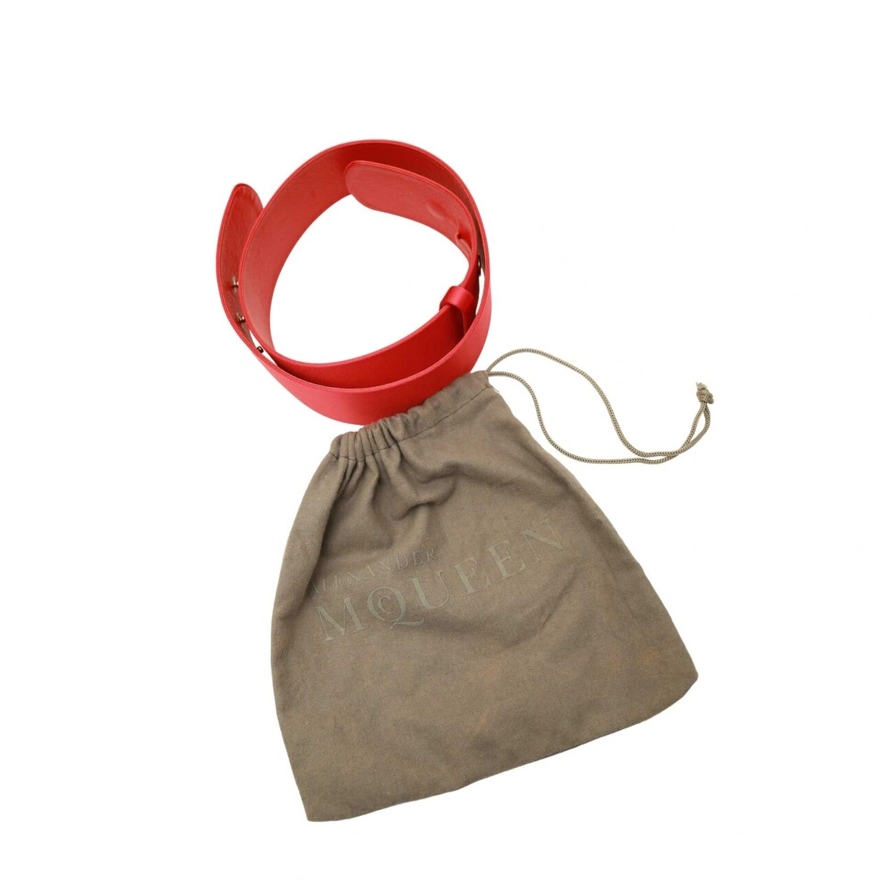 Alexander McQueen Red Leather Snap Button Women's Waist BELT