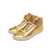 Pierre Hardy  Gold Leather Sneakers High Top Lace Up Strap Trainers Shoes 40