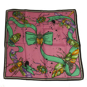 Dsquared 2 Multicolor Square Silk Scarf Jeweled Bugs colorful print