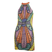 Forever Unique Mika Multicolor Halter Sleeveless Laser Cut Mini Dress size UK 8