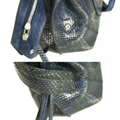 TODS Wave blue black snakeskin large satchel top handle crossbody bag