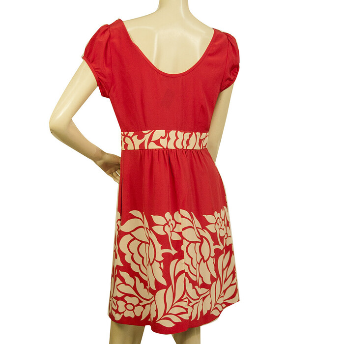 Tibi 100% Silk Red & Floral Cap Sleeve Scoop Neckline Mini Dress size 6