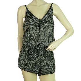 Peace &amp; Chaos Ethnic Printed Black and White Playsuit Summer Romper Size M / L