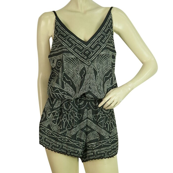 Peace & Chaos Ethnic Printed Black and White Playsuit Summer Romper Size M / L