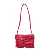 Gianfranco Ferre Red Leather Draped Pleated Shoulder Bag Small Handbag