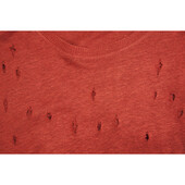 IRO Clay Red Linen Short Sleeve T-shirt Top with Holes size XS