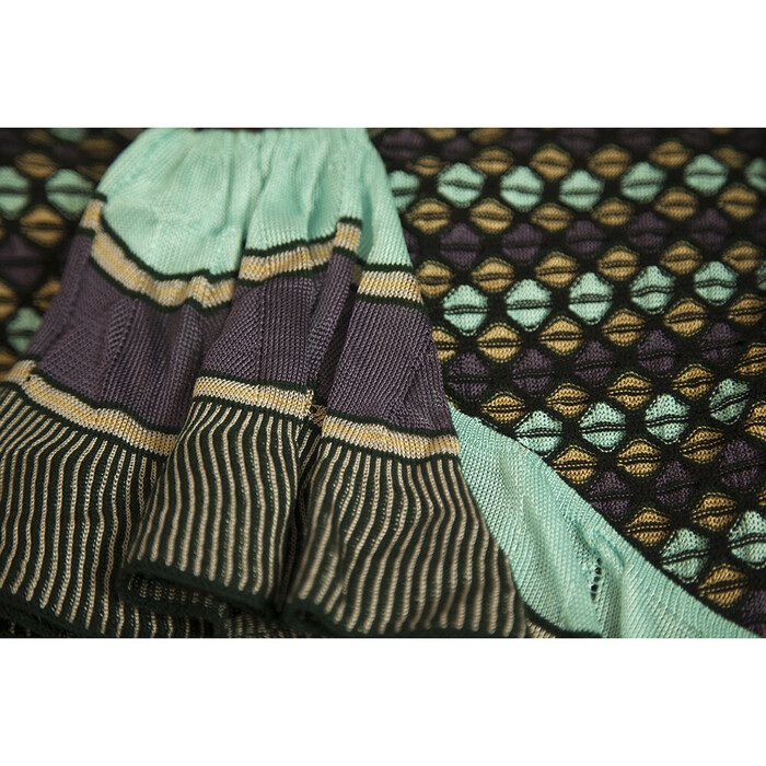 M Missoni Black & Multicolor Knitted Long Sleeve Ruffle knee length dress 42 IT