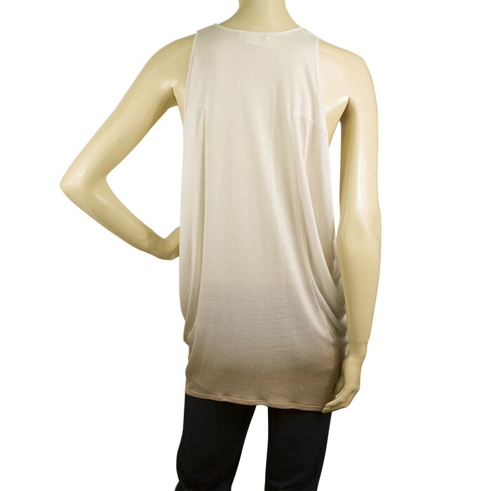 Helmut Lang White Beige Degrade Viscose Long Blouse Tank Sleeveless Top Size S