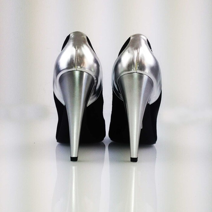 Pierre Hardy Twotone Black Suede and Silver Leather Stiletto Pumps  41