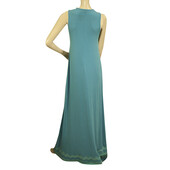 Ranna Gill Blue Turquoise Embroidered Bib Sleeveless Maxi Long Dress size S