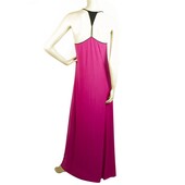 T - Bags Los Angeles Fuchsia with Beaded Bib Racer Back Maxi Dress