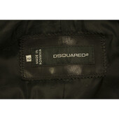 DSquared DS2 Black Leather Designer Double Breasted Zipper Biker Jacket size 42