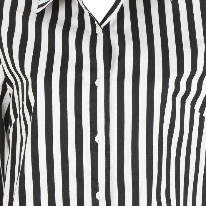 Citron & Miel Black & White Striped Button Down Wide Sleeves Cotton Shirt size 2