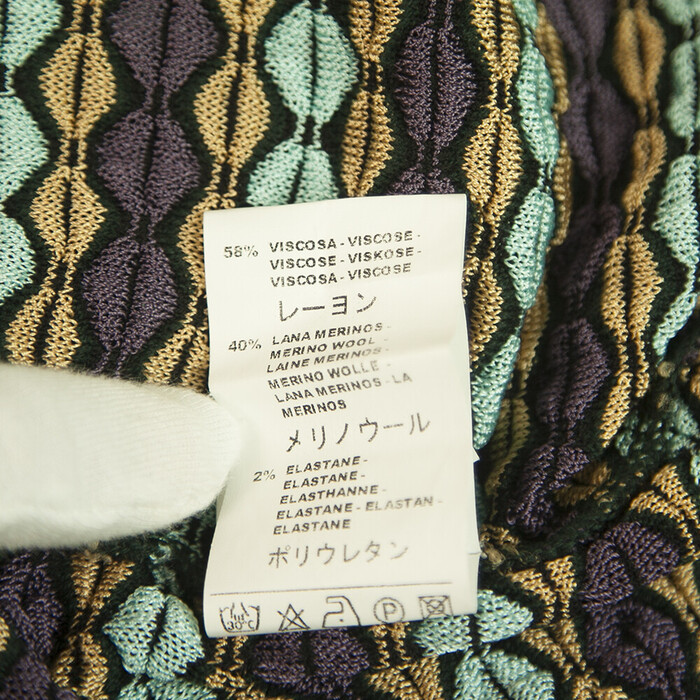 M Missoni Black & Multicolor Knitted Long Sleeve Ruffle knee length dress 42 IT