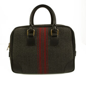 CELINE black leather gray red tweed fabric doctor camera top handle hand bag