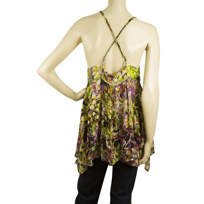 Roberto Cavalli Floral 100% Silk Multicolor Cami Top Sleeveless Blouse size 38