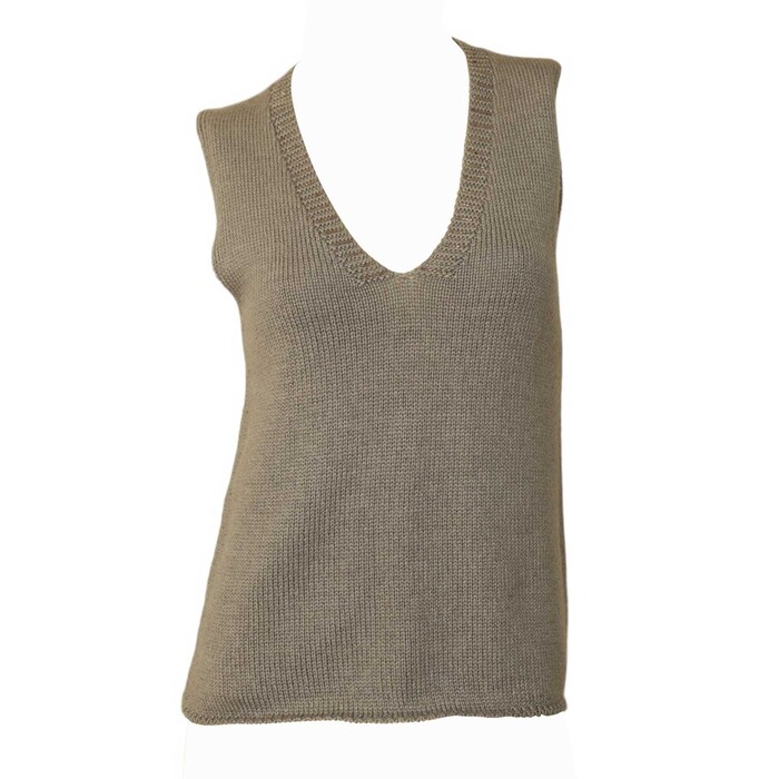 Iceberg Gray Wool Knit Gillet Vest V- Neckline Sleeveless Top