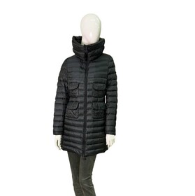 Moncler Zeia Giubbotto Black Quilted Puffer Down long Jacket Coat Size 2