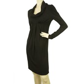 Vanessa Bruno Black Wool Fine Knit Long Sleeves Cowl Neck Mini Dress