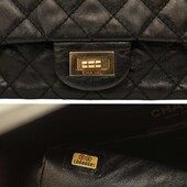 Chanel 2.55 Reissue 225 Double Flap Bag in Black with gold tone hardware small