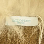 Emilio Pucci Beige Gray Renard Lapin Fur Wool Vest Sleeveless Jacket Gillet 42