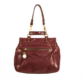 Dolce & Gabbana Burgundy Leather Flap Top Zipper Pocket Sicily Shoulder Hand Bag