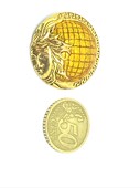 Versace Vintage Half Medusa Head Shank Dome Button with Mustard color lacquer