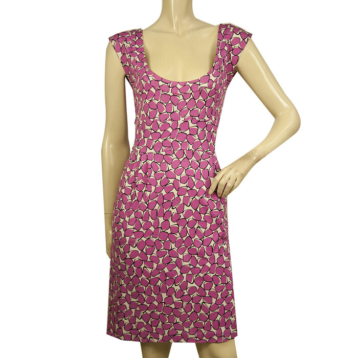 DVF Diane Von Fustenberg Taran Silk Fuchsia White Sleeveless Mini Dress size 4