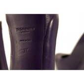 Yves Saint Laurent YSL Tribute Purple Leather Round toe Platform Heels Pumps 37