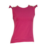 Burberry Fuchsia Pink Sleeveless Fitted T- Shirt Top 14 yrs girl or Women XS