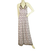 Milly of New York Purple White Ethnic Print Halter Neckline maxi Dress - Size M