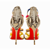 Christian Louboutin Mariniere multicolor snakeskin sandals heels stiletto 40.5