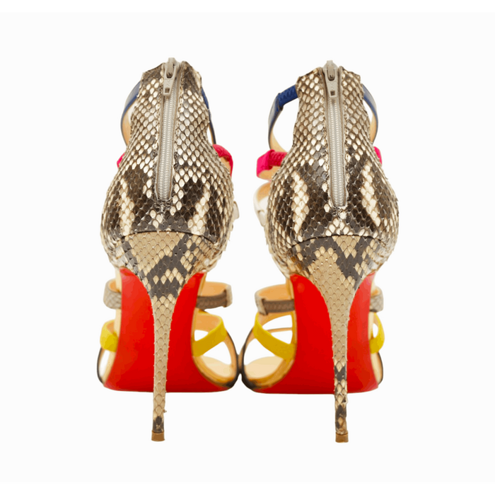 Christian Louboutin Mariniere multicolor snakeskin sandals heels stiletto 40.5