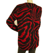 Saint Laurent Red Black Zebra Print Mohair wool knit Cardigan Jacket size M