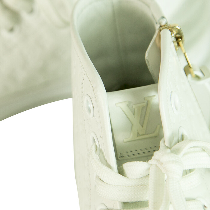 Louis Vuitton Punchy Empreinte Leather High Top Sneakers Ivory off White sz 37,5