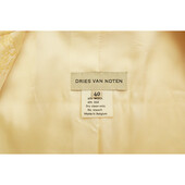 Dries Van Noten Yellow Floral Jacquard Wool Silk Button Fitted Jacket size 40