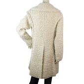 Nina Ricci Off White Ecru Wool Blend Boucle Gold Thread Button Front Coat sz 38