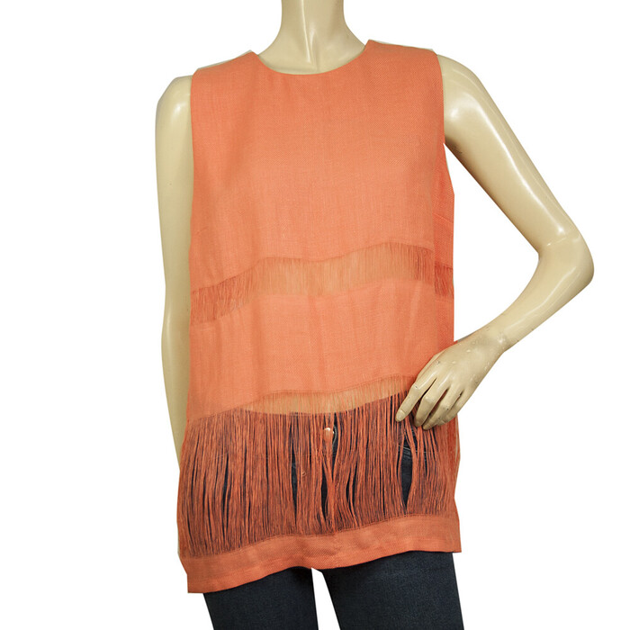 MSGM Orange 100% Linen Sleeveless Long Tank Top Blouse size 44