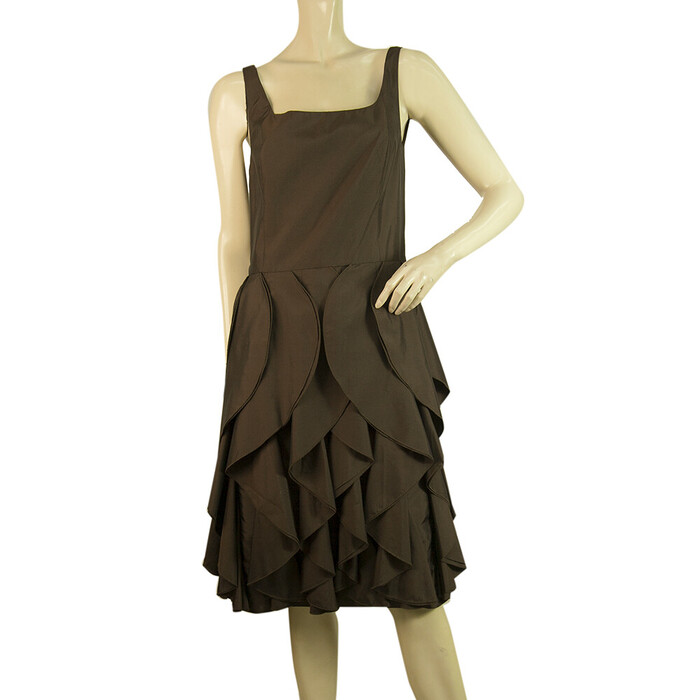 Isaac Mizrahi for Target Brown Ruffles Sleeveless Knee Length Dress size 10