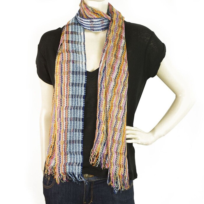 Missoni Multicolored Checked  Long Viscose Scarf Wrap Cache Col with fringes