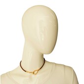 Hermès Jumbo Hook & Loop Light Brown Gold Leather Choker Necklace