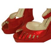 Terry De Havilland Iconic Margaux Red Suede Wedges Platform Sandals Shoes 40