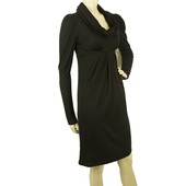 Vanessa Bruno Black Wool Fine Knit Long Sleeves Cowl Neck Mini Dress