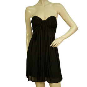 Alexander McQueen Black Draped Strapless Satin Mini dress size 44