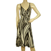 Just Cavalli Black & White Floral Sleeveless Open Back Knee Dress size 40