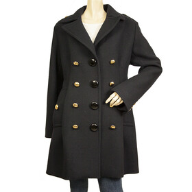 Louis Vuitton dark blue wool angora blend classic coat with gold buttons sz 38