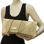 Jimmy Choo Martha Clutch in Suede Leather in iridescent beige