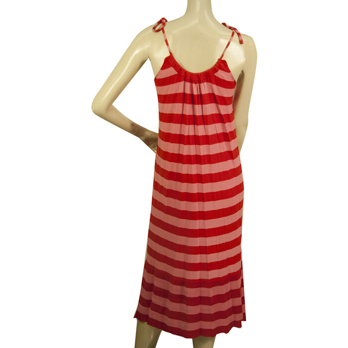 Sonia By Sonia Rykiel 100% silk Knit Red & Pink Stripes Summer Calf Dress