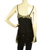 See by Chloe Black Long Cami Top Blouse with Tulle Spghetti Straps size 44